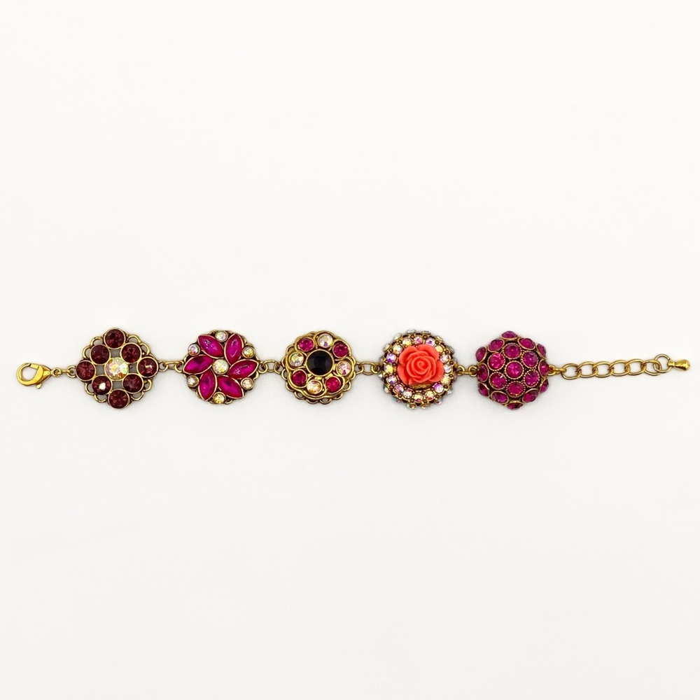 Gold Tone Rhinestone Floral Bracelet - Picture 9 of 10